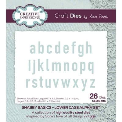 Creative Expressions Sam Poole Craft Die - Shabby Basics Lower Case Alpha Set