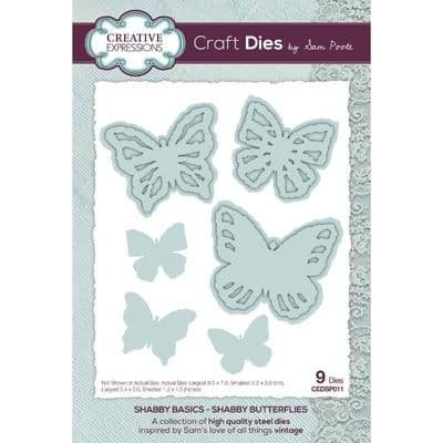 Creative Expressions Sam Poole Craft Die - Shabby Basics Shabby Butterflies