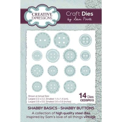 Creative Expressions Sam Poole Craft Die - Shabby Basics Shabby Buttons