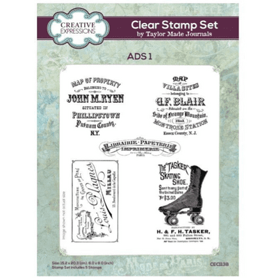 Creative Expressions Taylor Made Journals A5 Clear Stamp Set - Ads 1