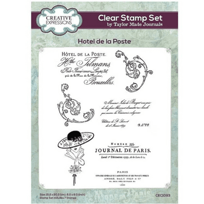 Creative Expressions Taylor Made Journals A5 Clear Stamp Set - Hotel de la Poste