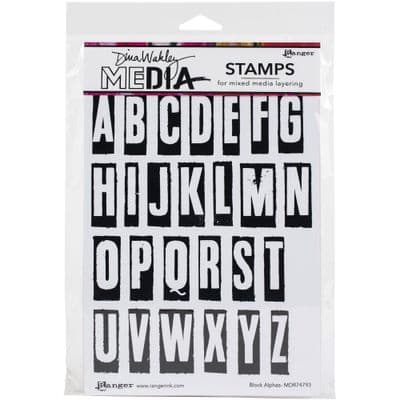 Dina Wakley Media Cling Stamps - Block Alphas