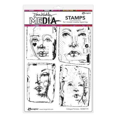 Dina Wakley Media Cling Stamps - Collage Portraits