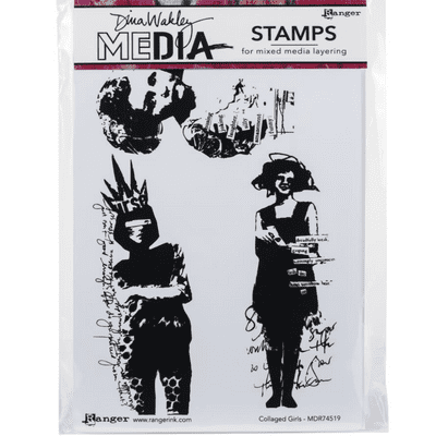 Dina Wakley Media Cling Stamps - Collaged Girls