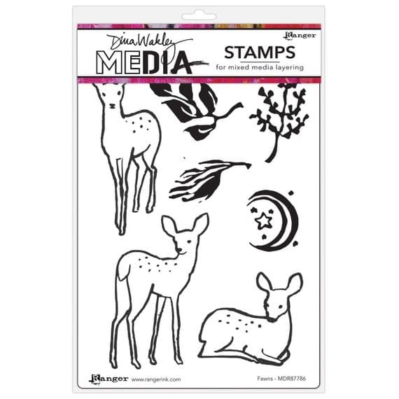 Dina Wakley Media Cling Stamps - Fawns