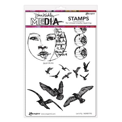 Dina Wakley Media Cling Stamps - Let It Fly