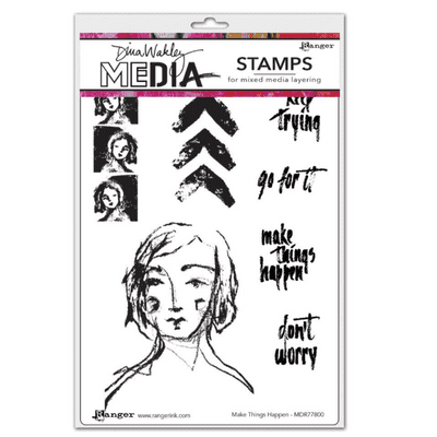 Dina Wakley Media Cling Stamps - Make Things Happen