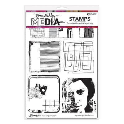 Dina Wakley Media Cling Stamps - Squared Up