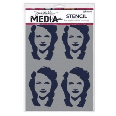 Dina Wakley MEdia Stencil - Four Faces