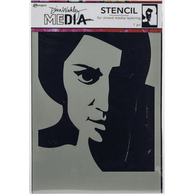 Dina Wakley MEdia Stencil - Pensive Face