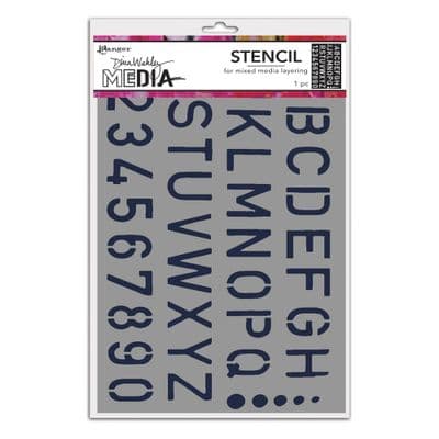 Dina Wakley MEdia Stencil - School Style Alpha