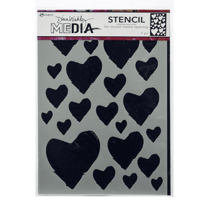 Dina Wakley MEdia Stencil - The Best Hearts