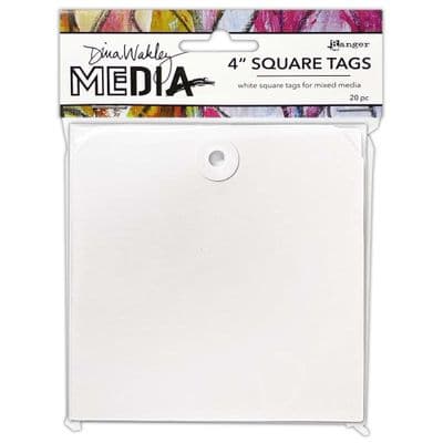 Dina Wakley Media White Square Tags - 4 inch