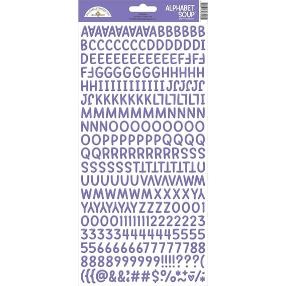 Doodlebug Alphabet Soup Puffy Stickers - Lilac