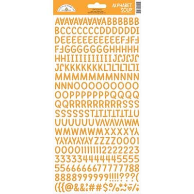 Doodlebug Alphabet Soup Puffy Stickers - Tangerine