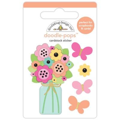 Doodlebug Doodle-Pops 3D Stickers - Hello Again - Butterfly Bouquet