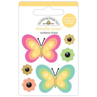 Doodlebug Doodle-Pops 3D Stickers - Hello Again - Fancy Flutters