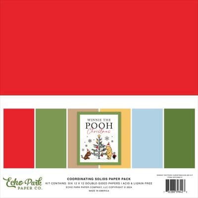 Echo Park 12x12 Cardstock Pack - Winnie The Pooh Christmas Solids