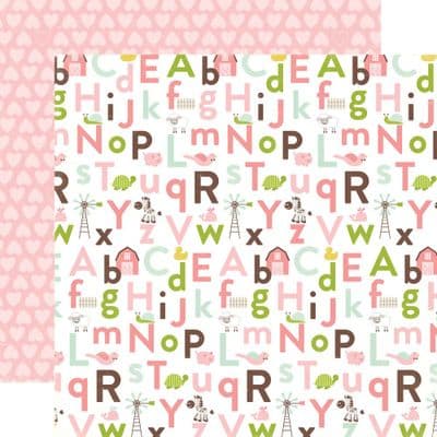 Echo Park - Bundle of Joy Girl - Alphabet Antics 12x12 Cardstock 