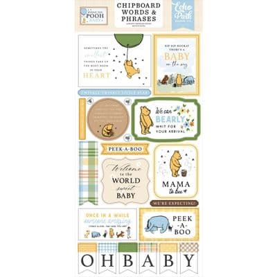 Echo Park Chipboard Stickers - Winnie the Pooh Baby, Words & Phrases