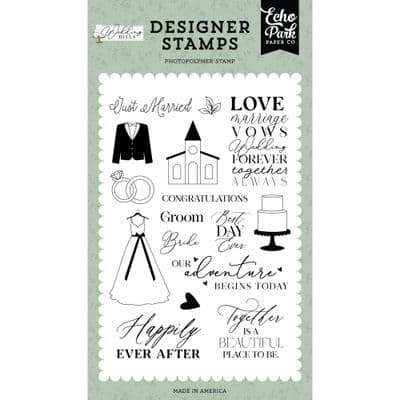 Echo Park Clear Stamp Set - Wedding Bells, Happily Ever After
