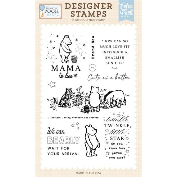 Echo Park Clear Stamp Set - Winnie the Pooh Baby - Bearly Wait