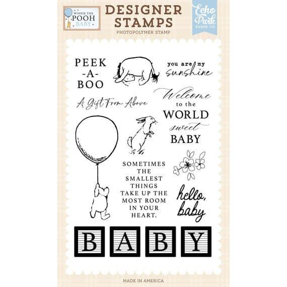 Echo Park Clear Stamp Set - Winnie the Pooh Baby - Peek A Boo