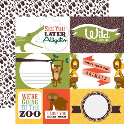 Echo Park - Day at the Zoo - Animal Journaling 12x12 Cardstock 