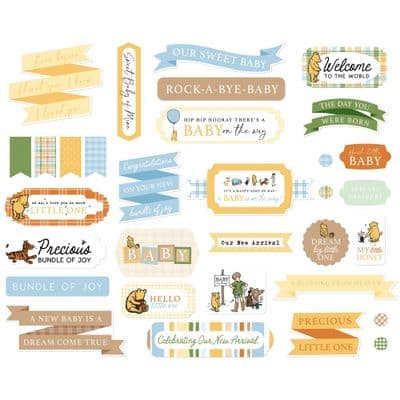 Echo Park Ephemera - Winnie the Pooh Baby Titles and Phrases