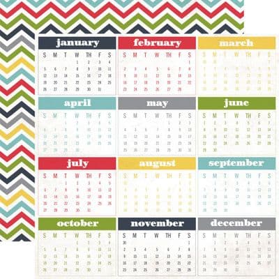 Echo Park - My Life - Calendar Months 12x12 Cardstock 