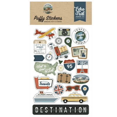 Echo Park Puffy Stickers - It's Time to Travel