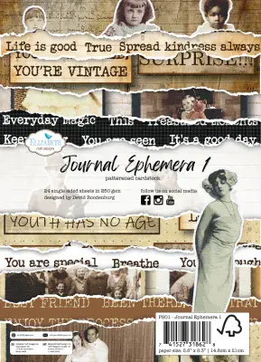 Elizabeth Craft Designs A5 Patterned Cardstock Journal Ephemera 1 - Hello You!