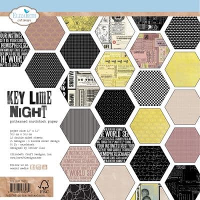 Elizabeth Craft Double-Sided 12x12 Cardstock Pack - Key Lime Night