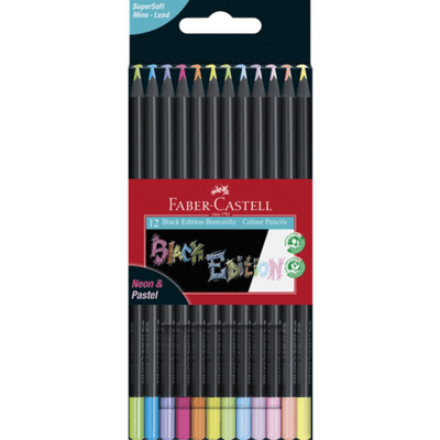 Faber Castell Black Edition Colour Pencils - Neon & Pastels 12pcs