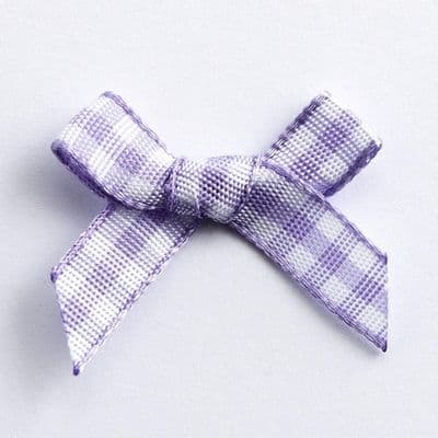 Gingham Ribbon Bows Lilac 6mm - 20 Pack