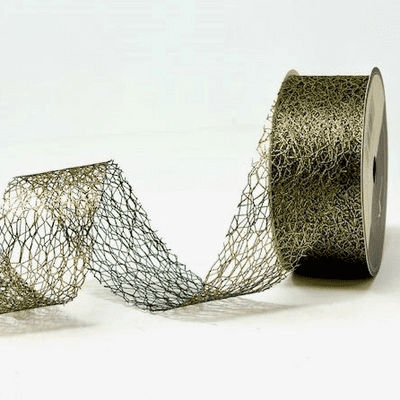 Gold Foil Mesh Ribbon - Ivy - 40mm