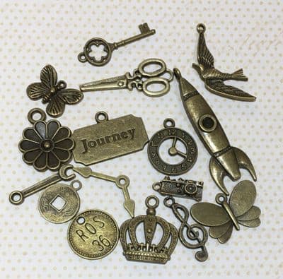 Grab Bag of Mixed Charms - Antique Gold