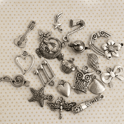 Grab Bag of Mixed Charms - Antique Silver