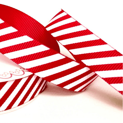 Grosgrain Ribbon - Candy Stripe Red 16mm - 3 metres