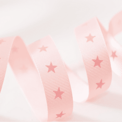Grosgrain Ribbon - Twinkle Star Pink 16mm - 2 metres