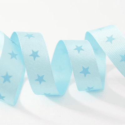 Grosgrain Ribbon - Twinkle Star Sky Blue 16mm - 2 metres