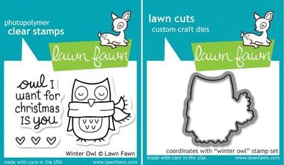 Lawn Fawn 2x3 Clear Stamp & Die Set - Winter Owl