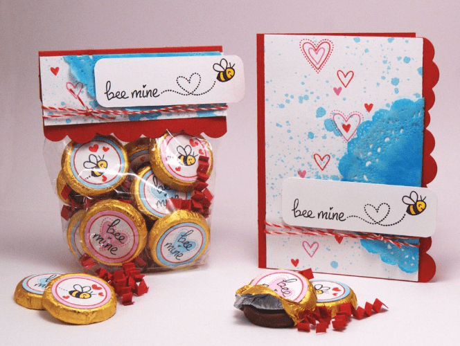 Lawn Fawn Bee Mine Clear Stamps Set - Valentine's Day Bee & Heart Photopolymer Stamps LF439