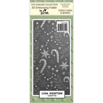 Lisa Horton Crafts 3D Slimline Embossing Folder - Candy Canes and Berries