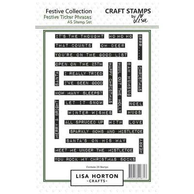 Lisa Horton Crafts A5 Stamp Set - Festive Collection - Festive Ticker Phrases