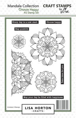 Lisa Horton Crafts A5 Stamp Set - Mandala Collection - Choose Happy