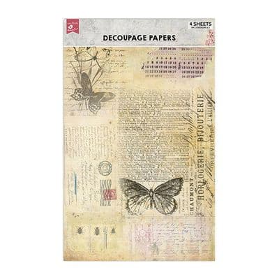 Little Birdie Decoupage Paper A4 4/Pkg - Butterfly Chronicle