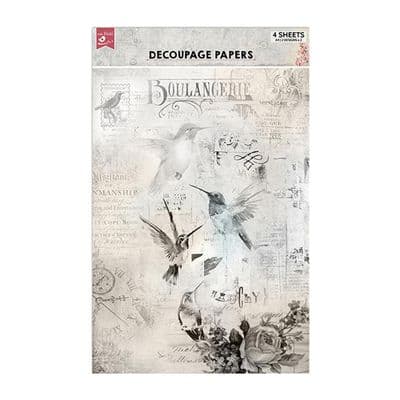 Little Birdie Decoupage Paper A4 4/Pkg - Touch of Nature