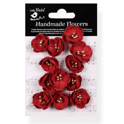 Little Birdie Paper Flowers - Embossed Daisies - Cardinal Red