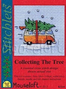 Mouseloft Mini Cross Stitch Kit - Stitchlets with Card & Envelope - Collecting the Tree